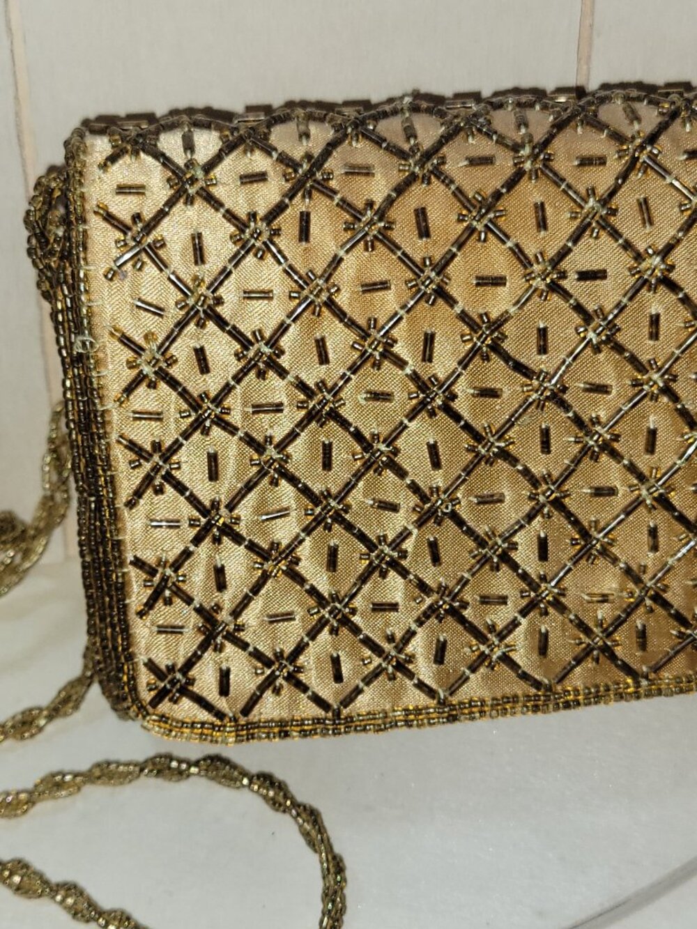 Carlo Fellini Gold-Tone Clutch with Strap and Textile & Bead-Embroidered Clutch - Picture 5 of 16